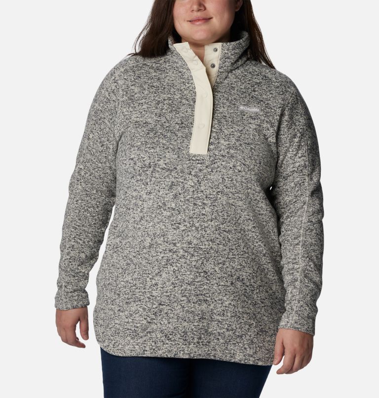 Thumbnail: Women's Sweater Weather Fleece Tunic - Plus Size, Color: Chalk Heather, image 1