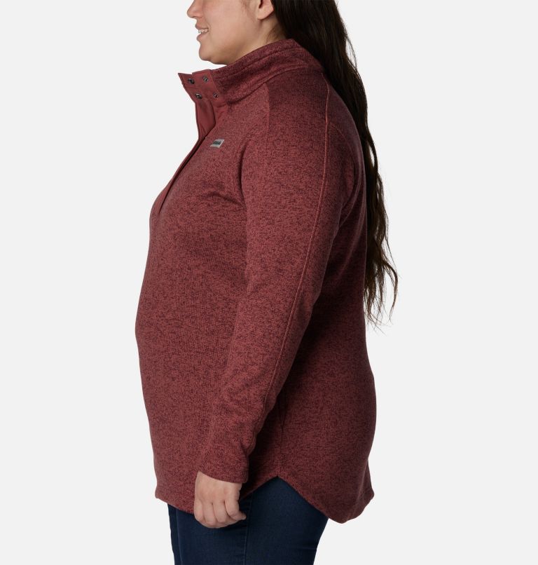 Thumbnail: Women's Sweater Weather Fleece Tunic - Plus Size, Color: Beetroot Heather, image 3