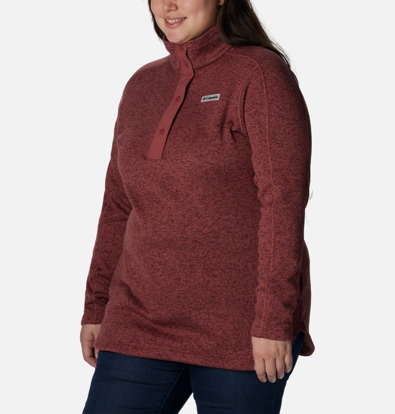 Women's Sweater Weather Fleece Tunic - Plus Size, Color: Beetroot Heather, image 5