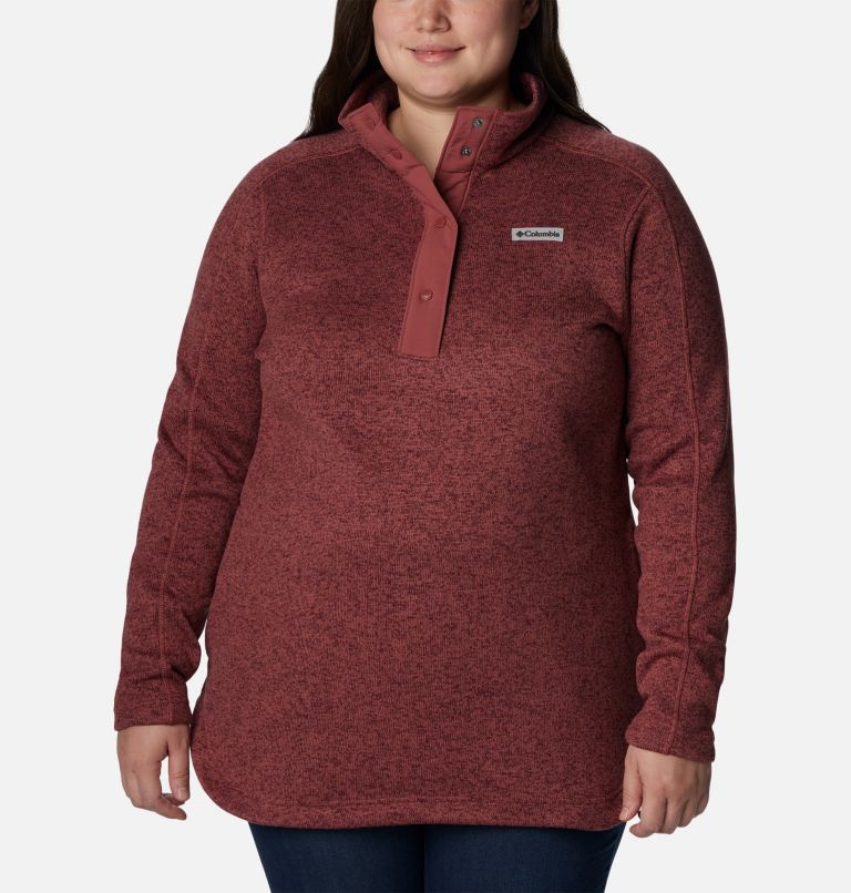 Thumbnail: Women's Sweater Weather Fleece Tunic - Plus Size, Color: Beetroot Heather, image 1