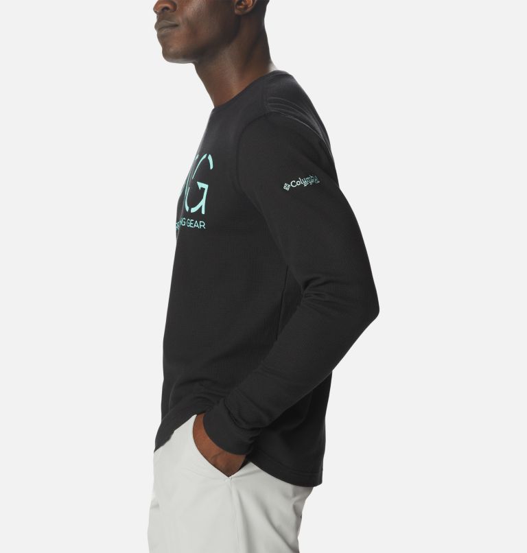 Men's PFG Utility Hook Waffle Long Sleeve Shirt, Color: Black, Gulf Stream, image 3