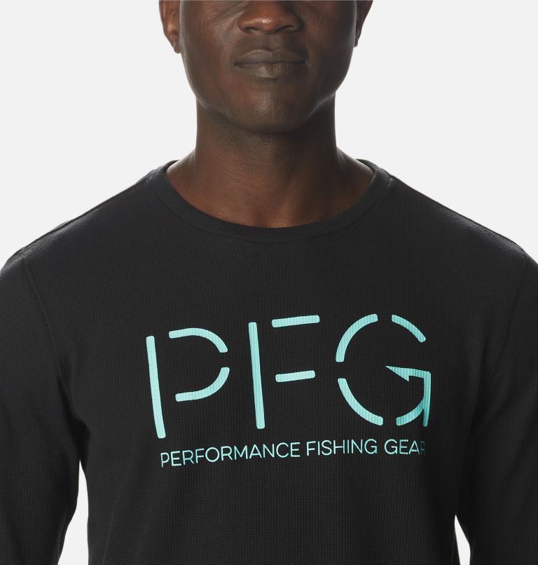 Men's PFG Utility Hook Waffle Long Sleeve Shirt, Color: Black, Gulf Stream, image 4