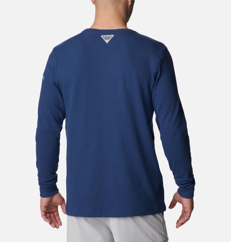 Men's PFG Utility Hook Waffle Long Sleeve Shirt, Color: Carbon, White, image 2