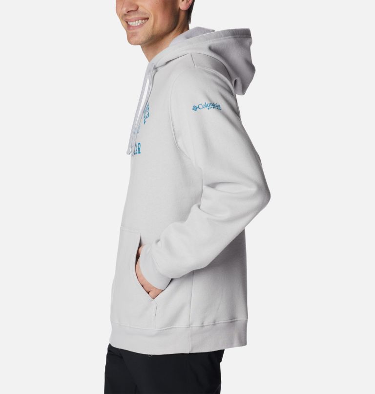 Men's PFG University Hoodie, Color: Cool Grey, Deep Marine Trout, image 3