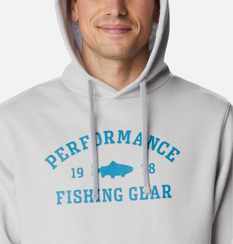 Men's PFG University Hoodie, Color: Cool Grey, Deep Marine Trout, image 4