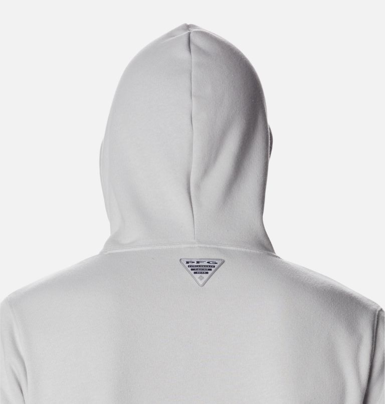 Men's PFG University Hoodie, Color: Cool Grey, Deep Marine Trout, image 5