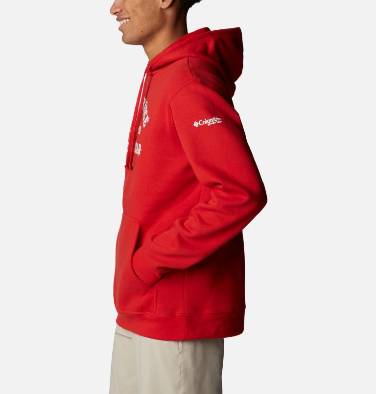 Thumbnail: Men's PFG University Hoodie, Color: Red Spark, White Holiday, image 3