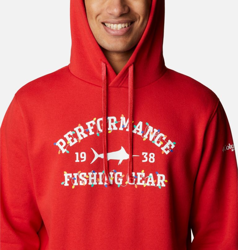 Thumbnail: Men's PFG University Hoodie, Color: Red Spark, White Holiday, image 4