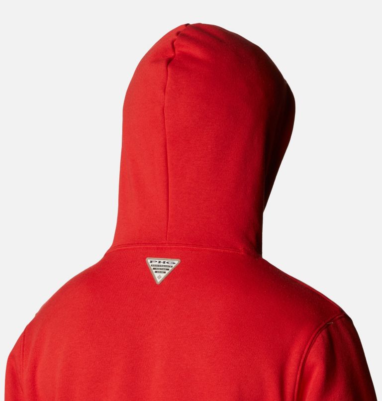 Men's PFG University Hoodie, Color: Red Spark, White Holiday, image 5