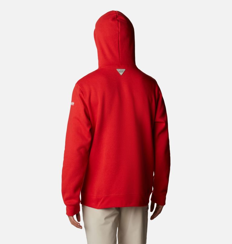 Men's PFG University Hoodie, Color: Red Spark, White Holiday, image 2