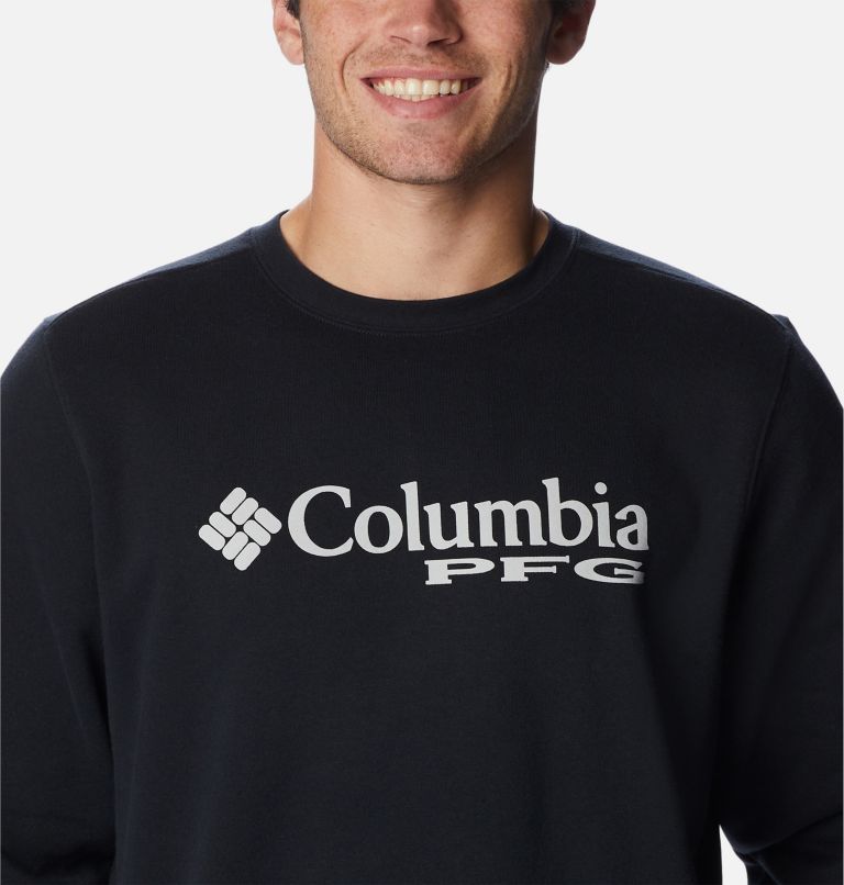 Men's PFG Stacked Logo Crew Sweatshirt, Color: Black, Cool Grey, image 4