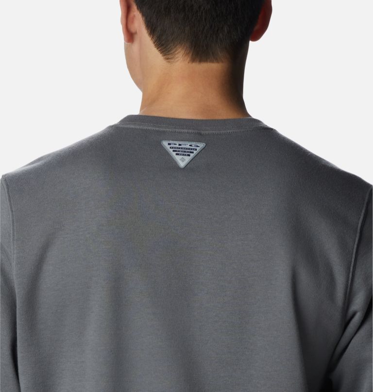 Thumbnail: Men's PFG Stacked Logo Crew Sweatshirt, Color: City Grey, White, image 5