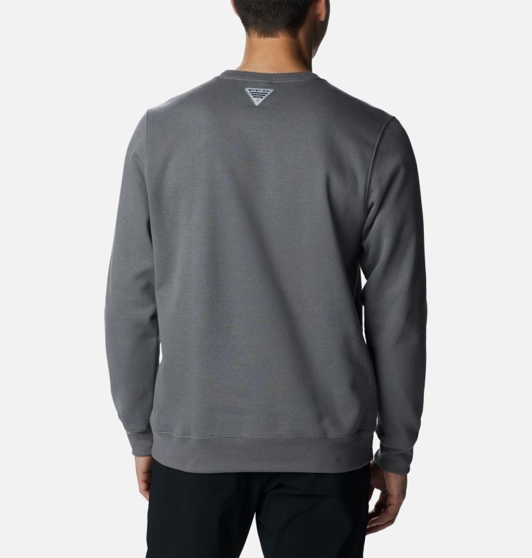 Men's PFG Stacked Logo Crew Sweatshirt - Tall, Color: City Grey, White, image 2