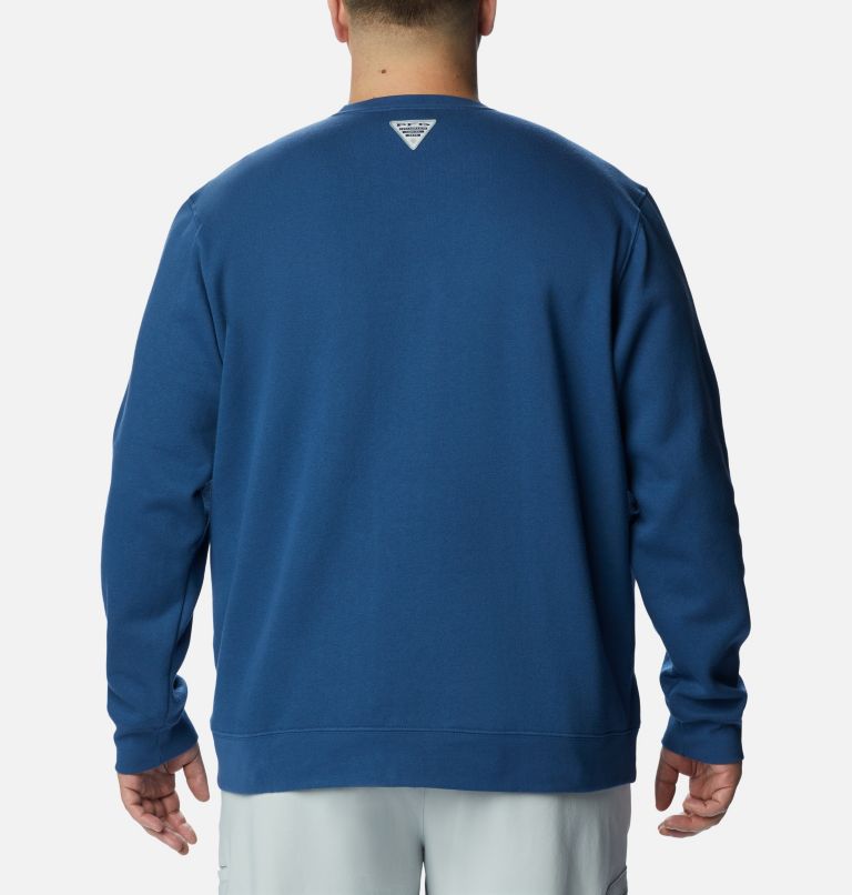Thumbnail: Men's PFG Stacked Logo Crew Sweatshirt - Big , Color: Carbon, Spring Blue, image 2