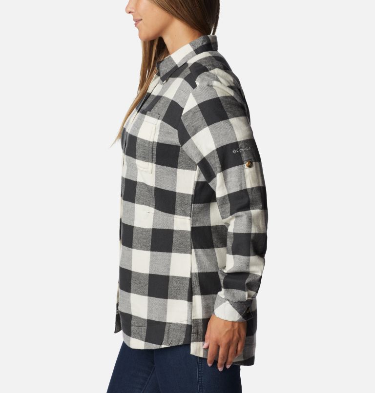 Women's Holly Hideaway Flannel Shirt, Color: Shark Buffalo Check, image 3