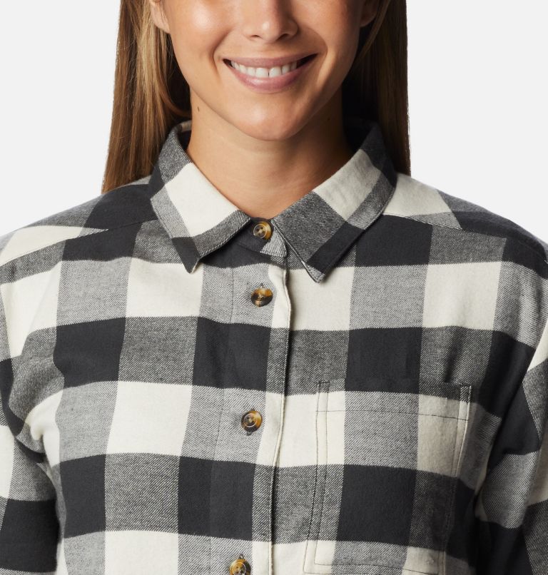Women's Holly Hideaway Flannel Shirt, Color: Shark Buffalo Check, image 4