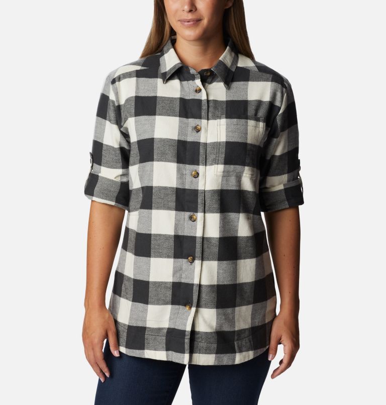 Women's Holly Hideaway Flannel Shirt, Color: Shark Buffalo Check, image 8