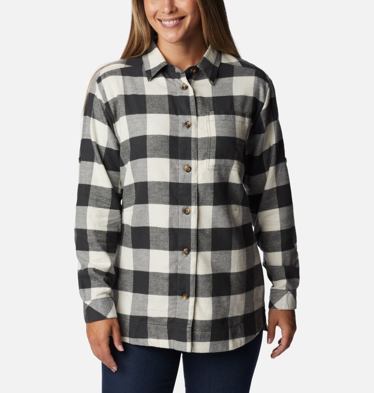 Women's Holly Hideaway Flannel Shirt, Color: Shark Buffalo Check, image 1