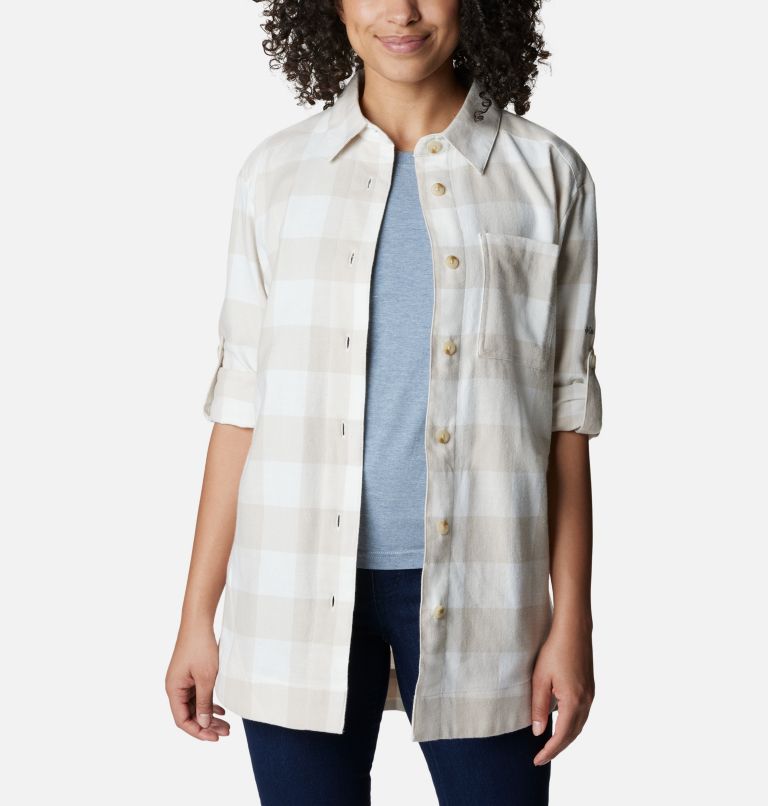 Thumbnail: Women's Holly Hideaway Flannel Shirt, Color: Sea Salt Buffalo Check, image 6