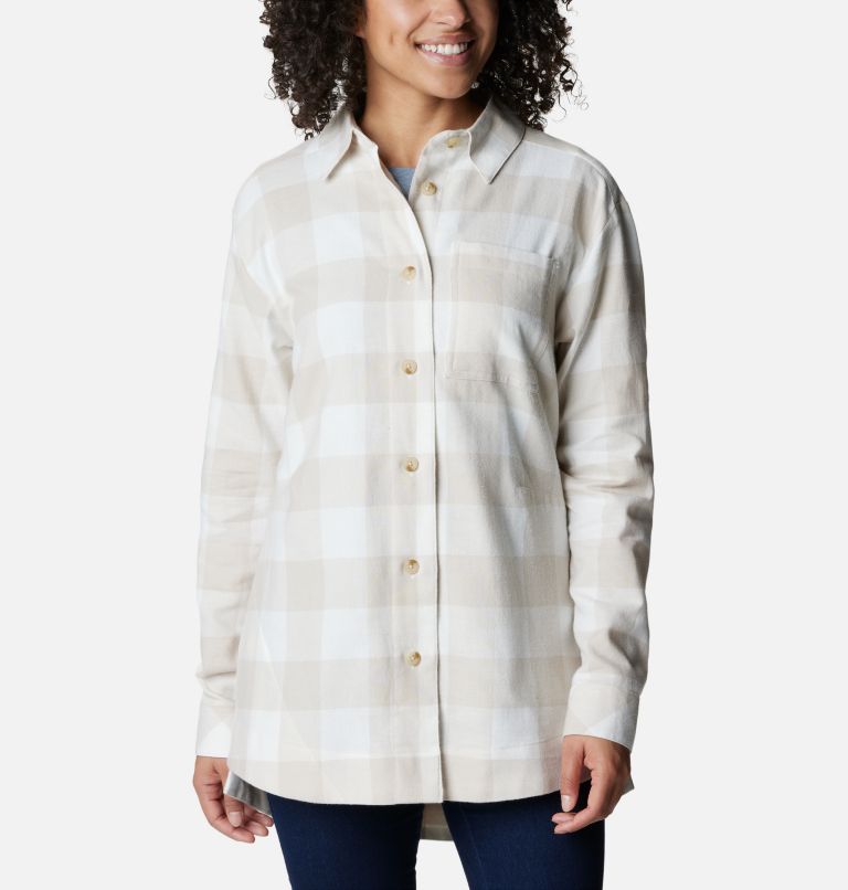 Women's Holly Hideaway Flannel Shirt, Color: Sea Salt Buffalo Check, image 1