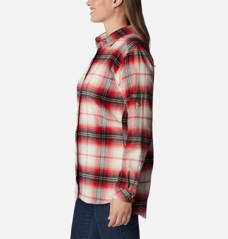 Women's Holly Hideaway Flannel Shirt, Color: Chalk Multi Tartan, image 3
