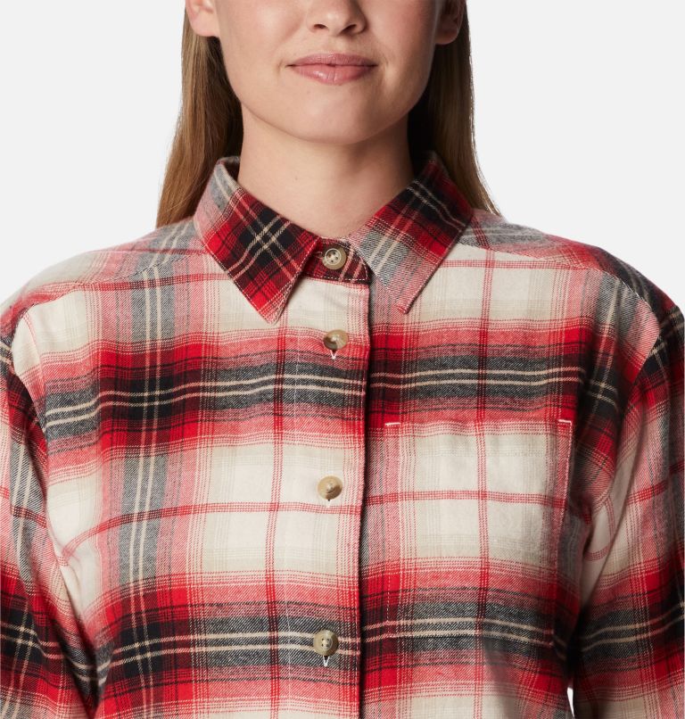 Thumbnail: Women's Holly Hideaway Flannel Shirt, Color: Chalk Multi Tartan, image 4