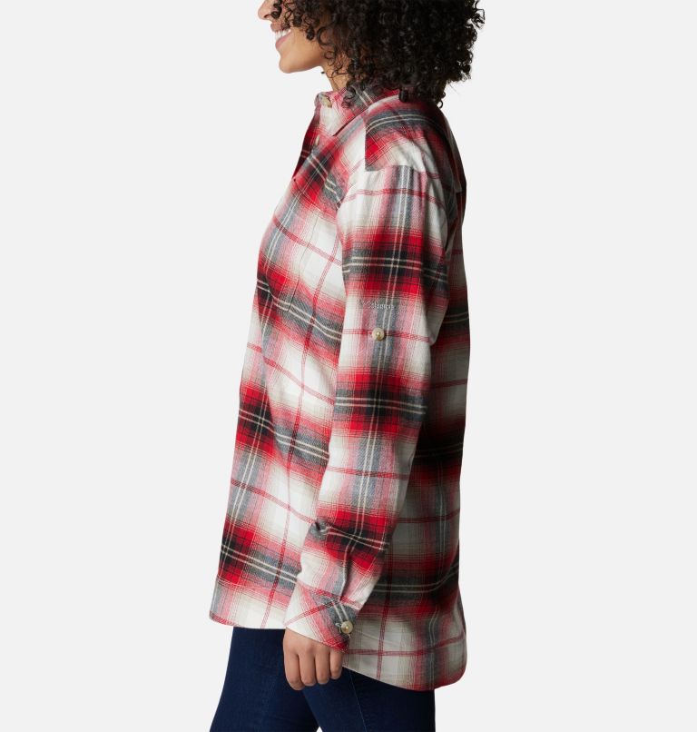 Women's Holly Hideaway Flannel Shirt, Color: Chalk Ombre Tartan, image 3