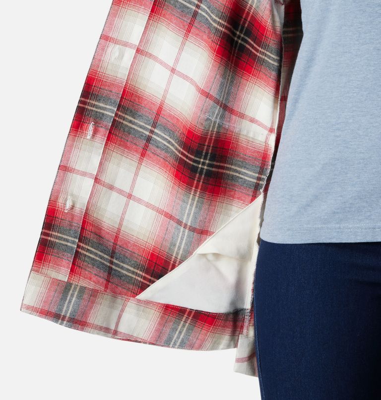 Women's Holly Hideaway Flannel Shirt, Color: Chalk Ombre Tartan, image 5