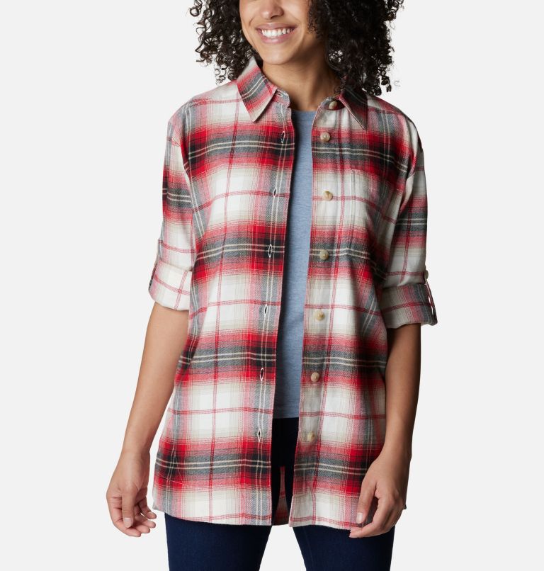 Women's Holly Hideaway Flannel Shirt, Color: Chalk Ombre Tartan, image 6