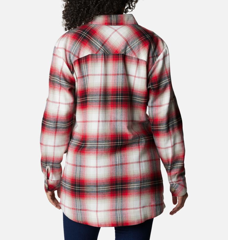 Women's Holly Hideaway Flannel Shirt, Color: Chalk Ombre Tartan, image 2