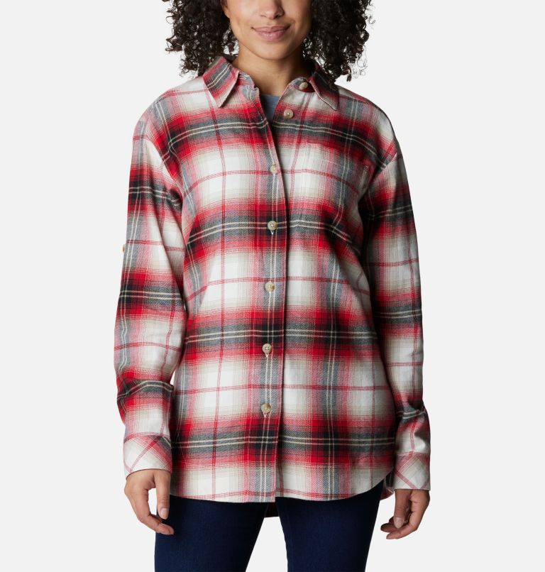Women's Holly Hideaway Flannel Shirt, Color: Chalk Ombre Tartan, image 1