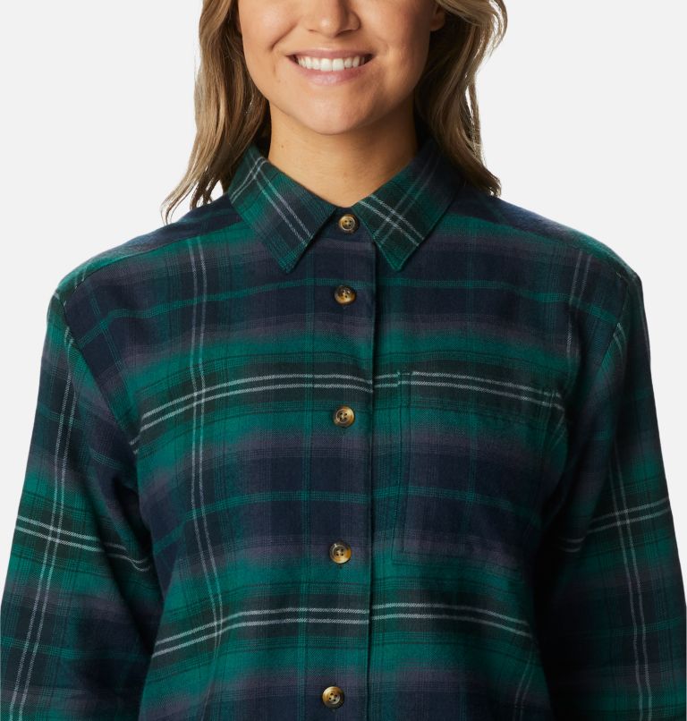 Women's Holly Hideaway Flannel Shirt, Color: Spruce Multi Tartan, image 4