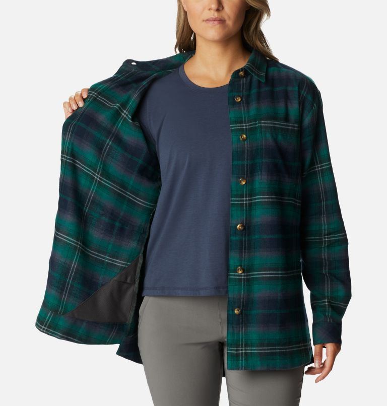 Women's Holly Hideaway Flannel Shirt, Color: Spruce Multi Tartan, image 5