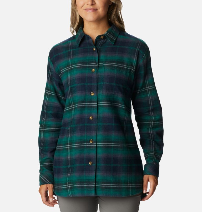 Women's Holly Hideaway Flannel Shirt, Color: Spruce Multi Tartan, image 1