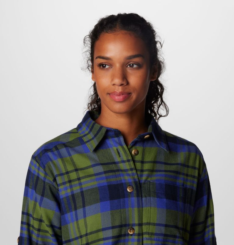 Women's Holly Hideaway Flannel Shirt, Color: Collegiate Navy Multiplaid, image 5
