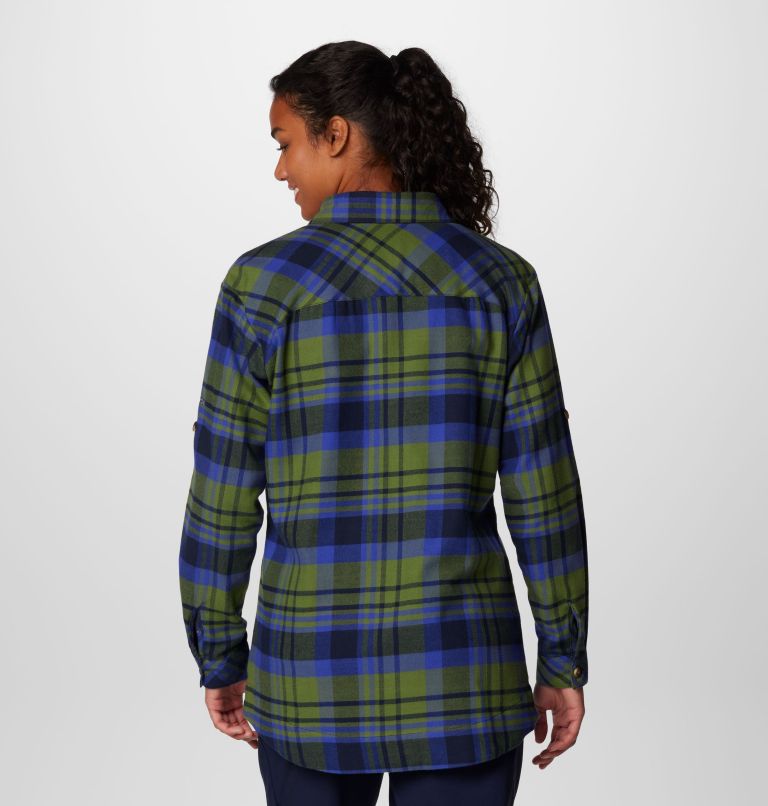 Women's Holly Hideaway Flannel Shirt, Color: Collegiate Navy Multiplaid, image 2