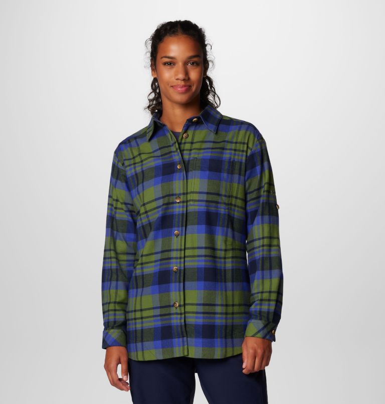 Columbia Women s Holly Hideaway Flannel Shirt L Blue