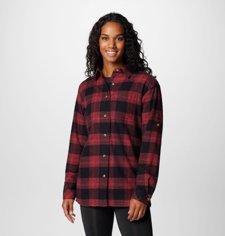 Women's Holly Hideaway Flannel Shirt, Color: Daredevil Buffalo Tartan, image 1