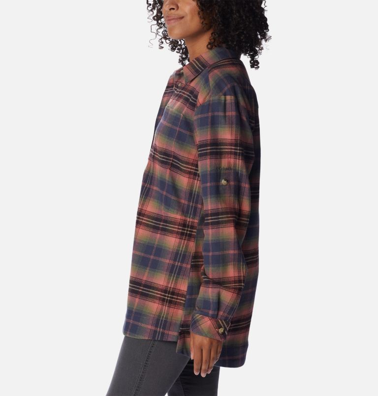 Thumbnail: Women's Holly Hideaway Flannel Shirt, Color: Dark Coral Multi Tartan, image 3