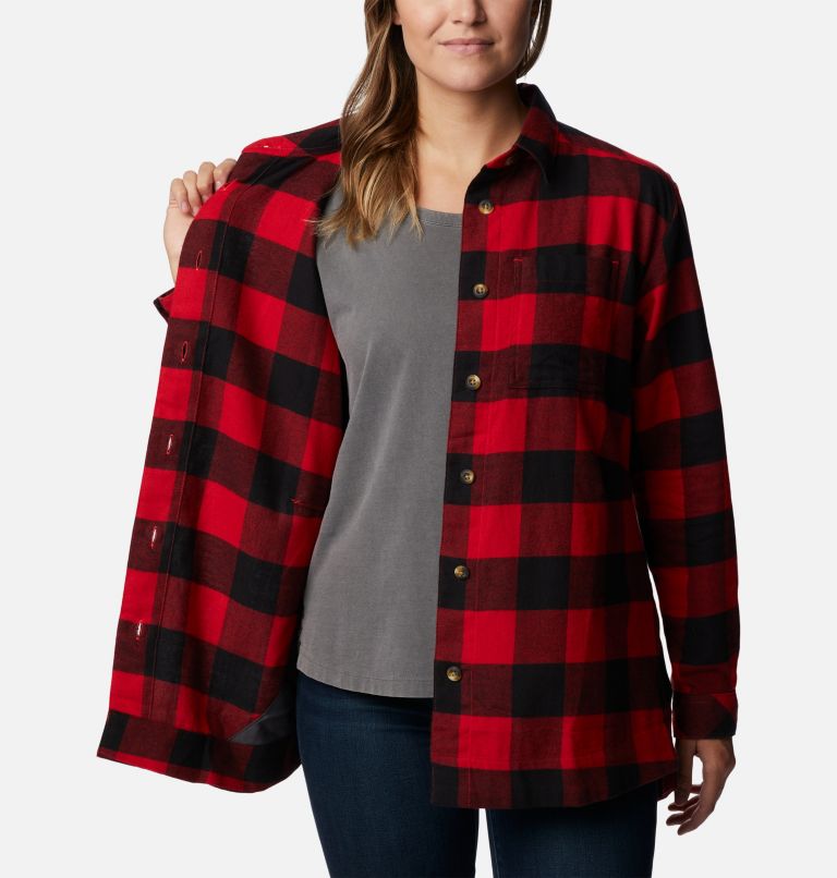 Women's Holly Hideaway Flannel Shirt, Color: Red Lily Buffalo Check, image 5