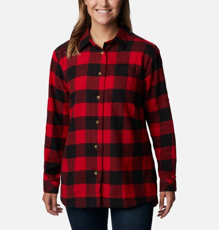 Thumbnail: Women's Holly Hideaway Flannel Shirt, Color: Red Lily Buffalo Check, image 1