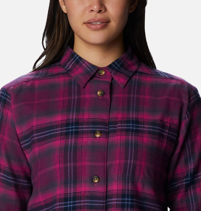 Women's Holly Hideaway Flannel Shirt, Color: Wild Fuchsia Multi Tartan, image 4