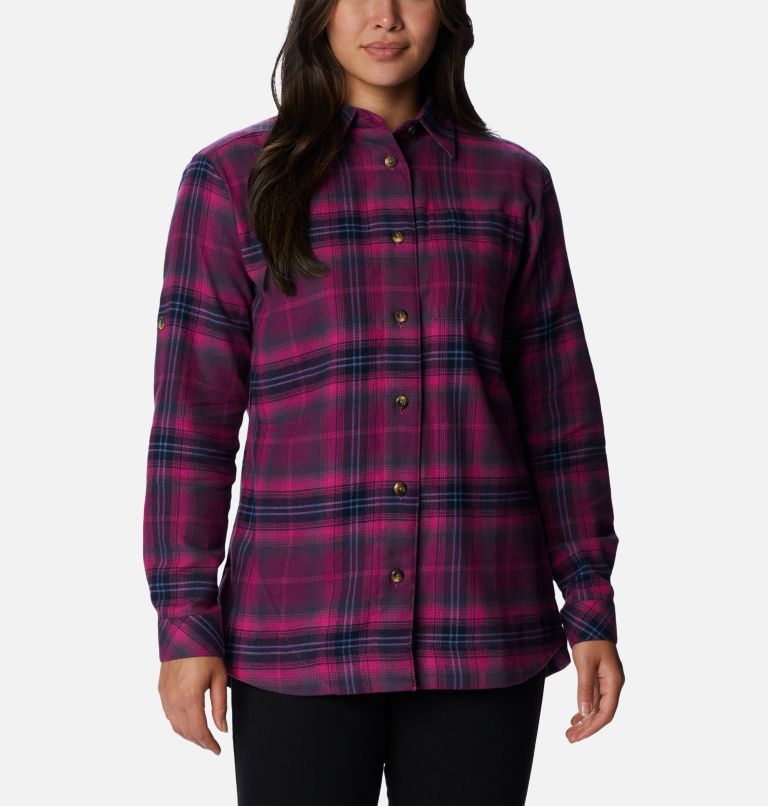 Women's Holly Hideaway Flannel Shirt, Color: Wild Fuchsia Multi Tartan, image 1