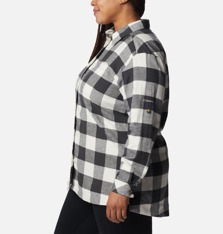 Thumbnail: Women's Holly Hideaway Flannel Shirt - Plus Size, Color: Shark Buffalo Check, image 3