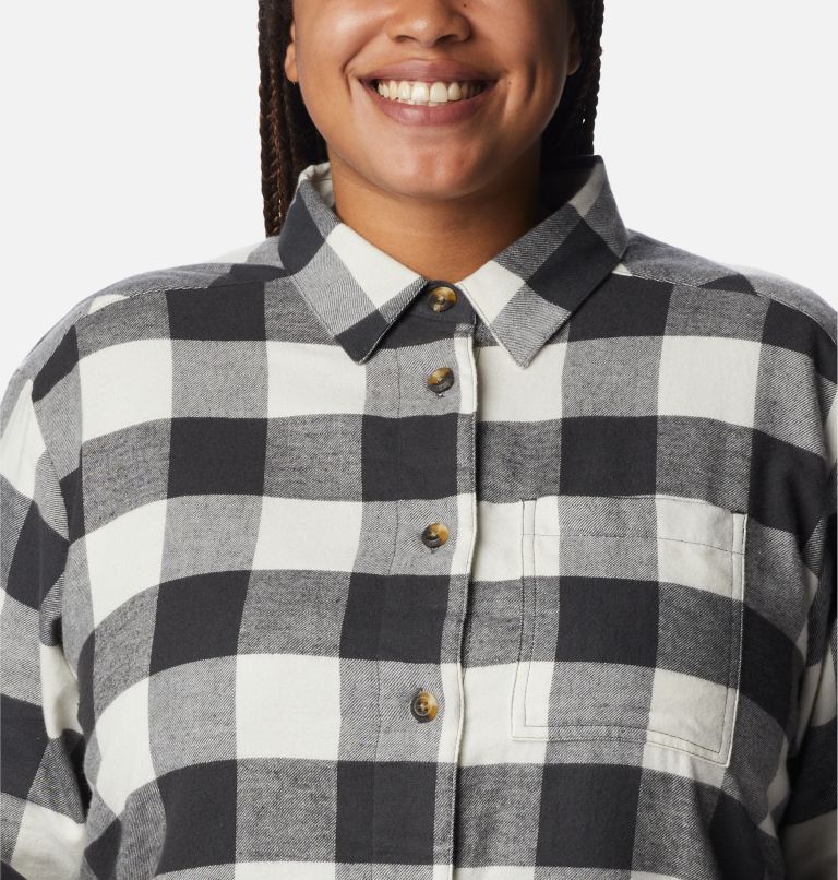 Women's Holly Hideaway Flannel Shirt - Plus Size, Color: Shark Buffalo Check, image 4