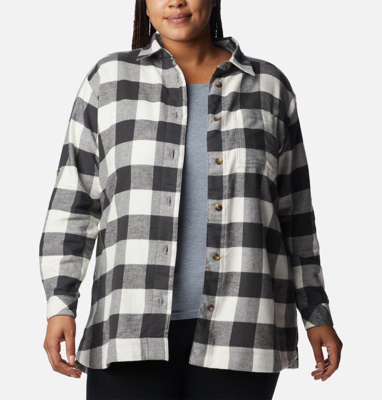 Women's Holly Hideaway Flannel Shirt - Plus Size, Color: Shark Buffalo Check, image 6
