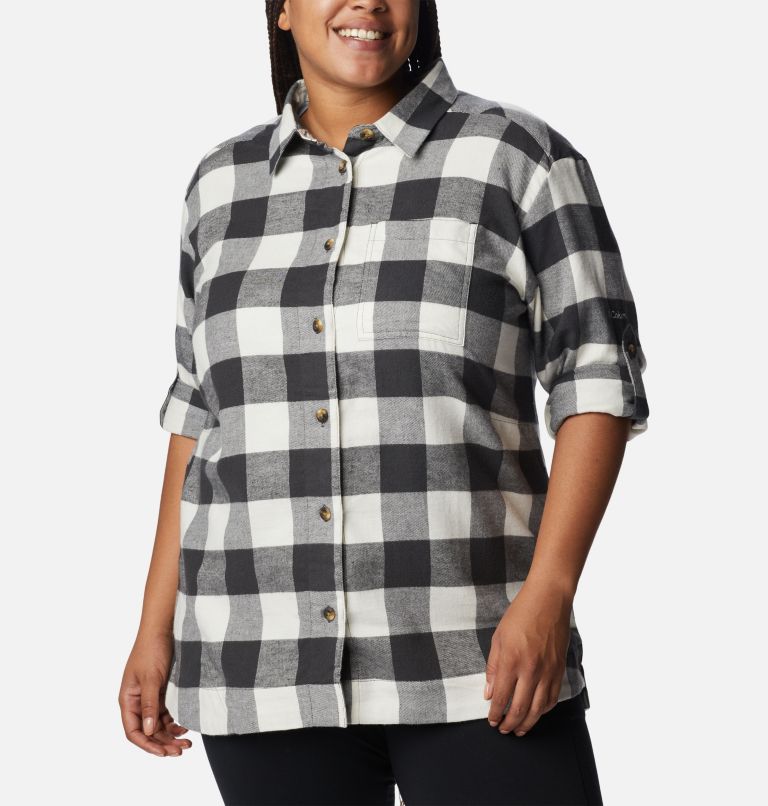 Women's Holly Hideaway Flannel Shirt - Plus Size, Color: Shark Buffalo Check, image 7