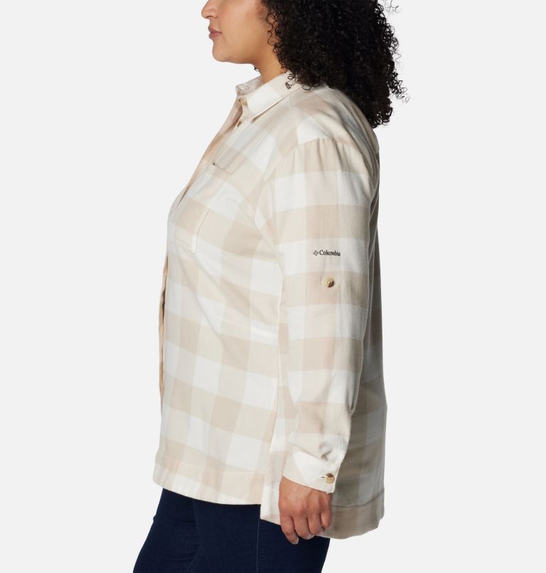Women's Holly Hideaway Flannel Shirt - Plus Size, Color: Sea Salt Buffalo Check, image 3