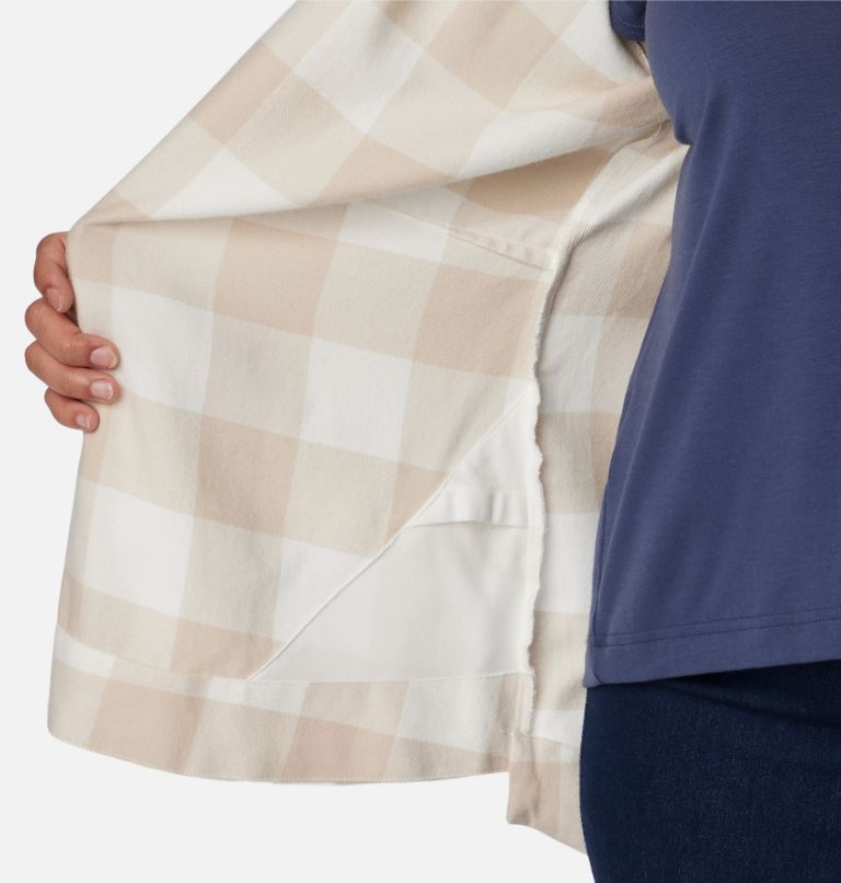Women's Holly Hideaway Flannel Shirt - Plus Size, Color: Sea Salt Buffalo Check, image 5