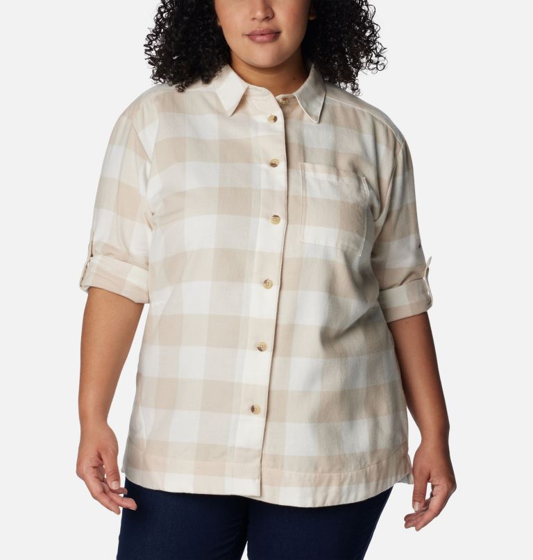 Women's Holly Hideaway Flannel Shirt - Plus Size, Color: Sea Salt Buffalo Check, image 6